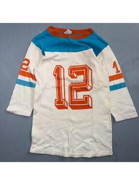 Vintage 70s Ego Trix T-Shirt Jersey Raglan USA Blue Orange #12 Distressed